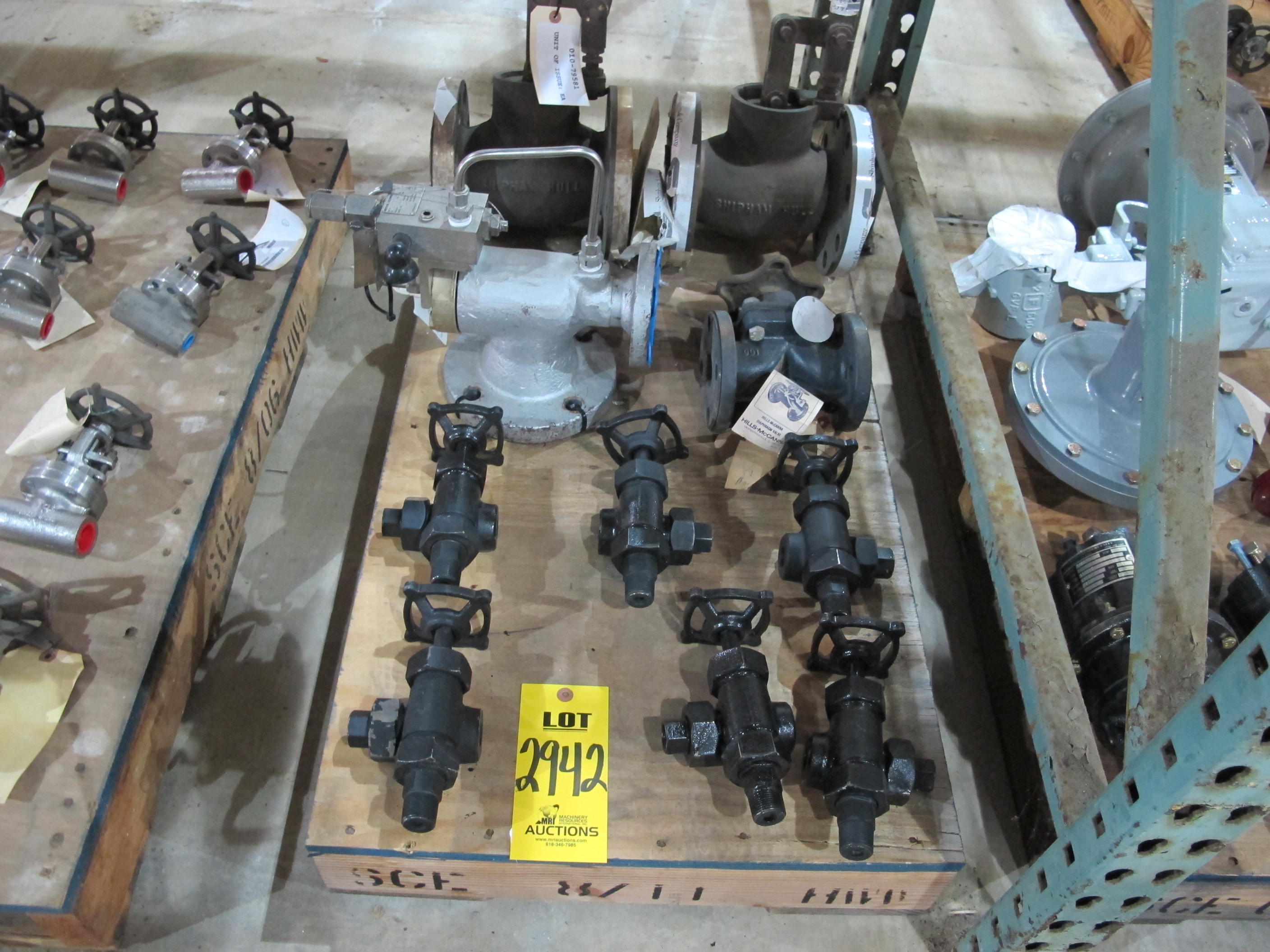 LOT PALLET W/ (10) ASSORTED VALVES (W-51) LOADING & HANDLING FEE $15-